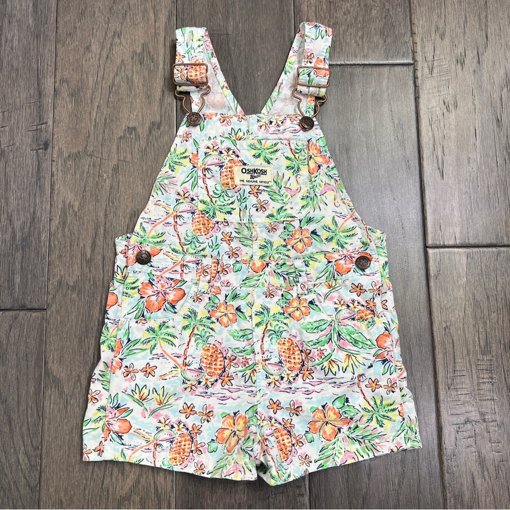 OshKosh B'gosh Tropical Pineapple Floral Shortalls 24M
